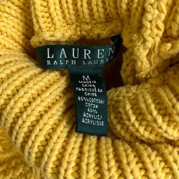 Ralph Lauren Cotton Blend Turtleneck Cable Knit Yellow Sweater Size M - Picture 4 of 7
